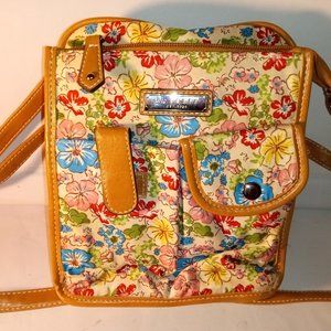 ROSETTI CROSSBODY DOUBLE-SIDED COLORFUL FLORA PURSE W/ MANY COMPARTMENTS